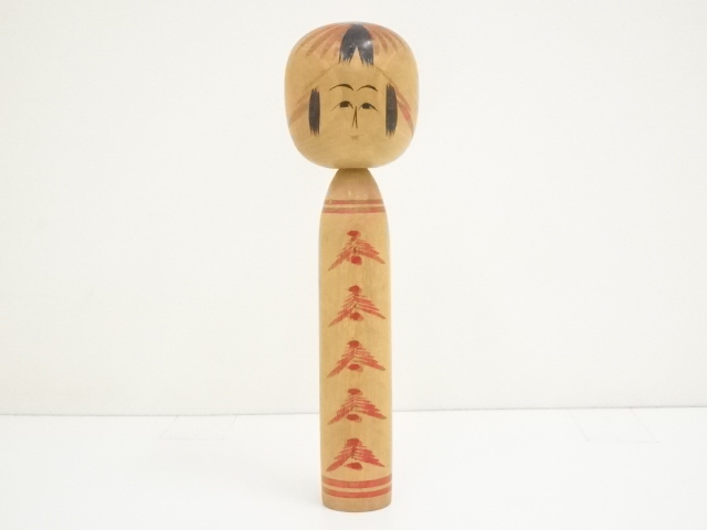 JAPANESE FOLK CRAFT / WOODEN KOKESHI DOLL / 27.2cm / SIGNED ARTISAN WORK